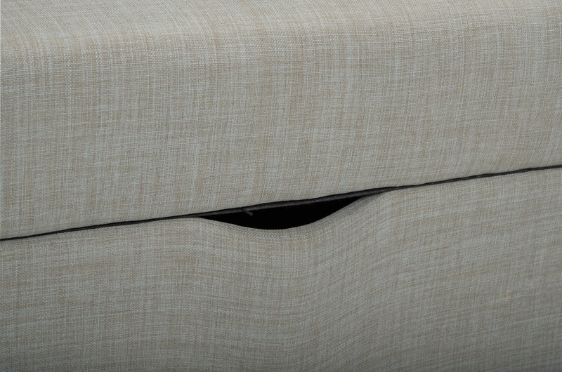 Sawyer Linen-Look Fabric Ottoman - Light Grey