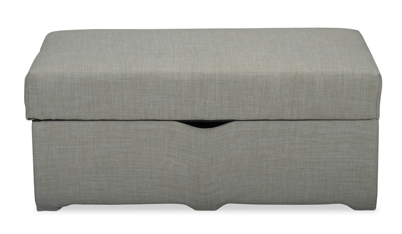 Sawyer Linen-Look Fabric Ottoman - Light Grey