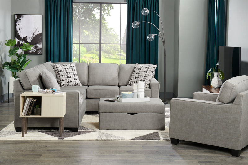 Sawyer 2-Piece Linen-Look Fabric Sectional - Light Grey
