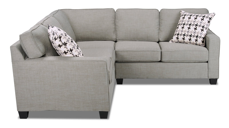 Sawyer 2-Piece Linen-Look Fabric Sectional - Light Grey