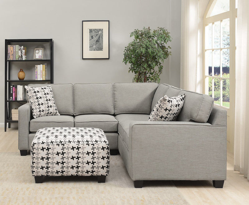 Sawyer 2-Piece Linen-Look Fabric Sectional - Light Grey