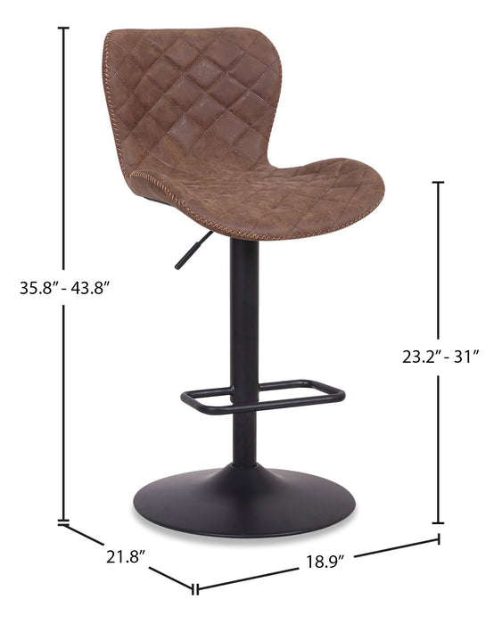 Seth Adjustable Bar Stool - Brown