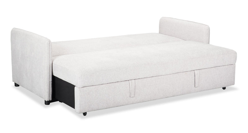 Shadow 82.5\" Linen-Look Fabric Sleeper Sofa with Storage and Two Armrest Pillows - Grey