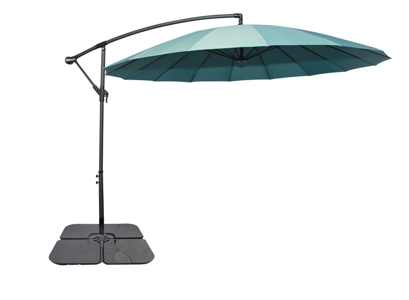 Shanghai Patio Umbrella with 4-Piece Base - Aqua