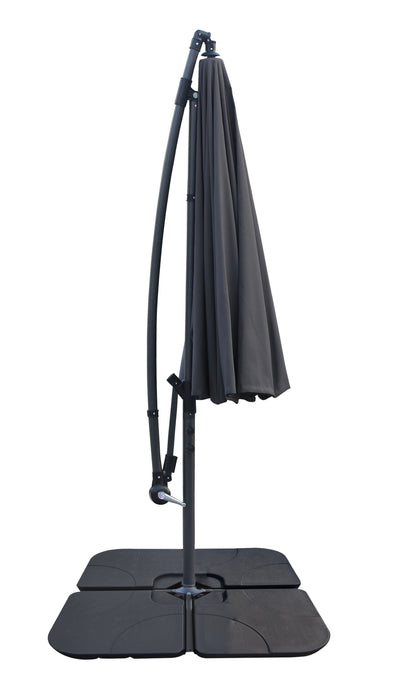 Shanghai Patio Umbrella with 4-Piece Base - Charcoal