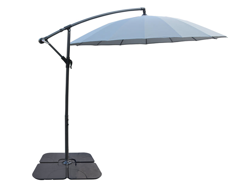 Shanghai Patio Umbrella with 4-Piece Base - Grey