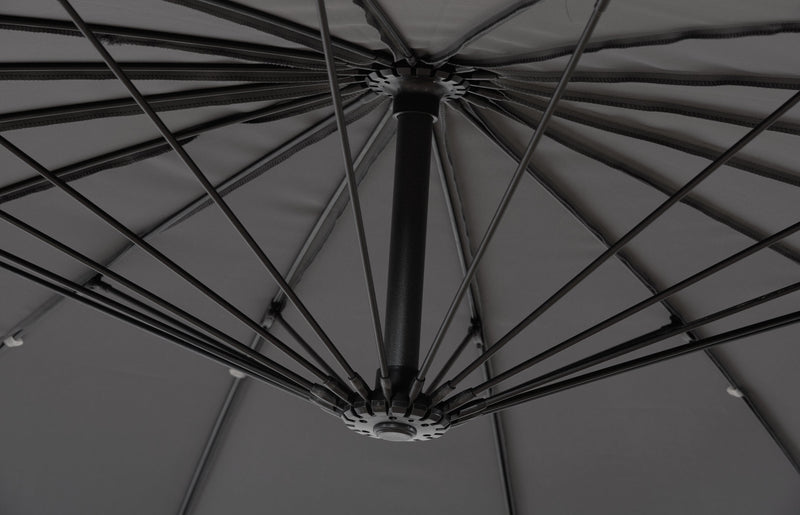 Shanghai Patio Umbrella with 4-Piece Base - Charcoal