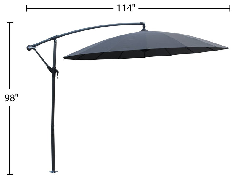 Shanghai Patio Umbrella with 4-Piece Base - Charcoal