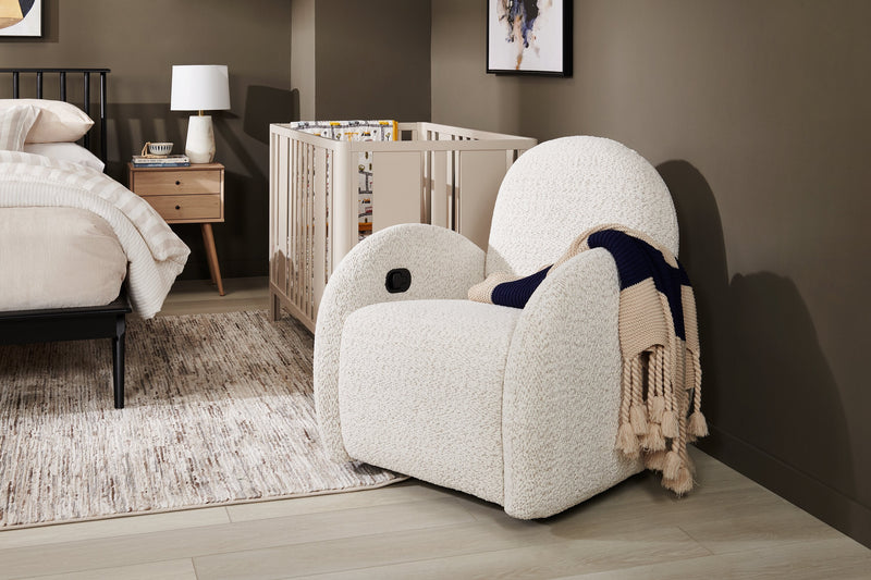 Shay 33\" River Rock Beige Chenille Fabric Swivel Glider Reclining Accent Chair