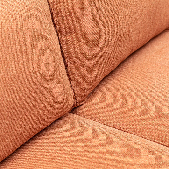 Kort & Co. Kassia 80\" Orange Linen-Look Fabric Condo-Size Sofa with Wood Base and Legs