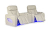 Zen 3-Piece Apricot Faux Leather Power Reclining Massage Home Theatre Sectional with Refrigerator Console