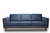 Kort & Co. Kassia 90.6\" Linen-Look Fabric Sofa with Wood Base and Legs - Blue 