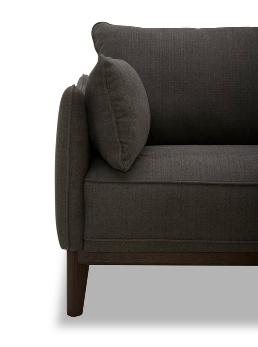 Cindy Crawford Home Gena 85\" Charcoal Grey Linen-Look Fabric Condo-Size Sofa with Removable Back Cushions