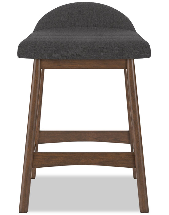 Jovi Counter-Height Stool with Linen-Look Fabric, 24\"H, Wood - Charcoal 