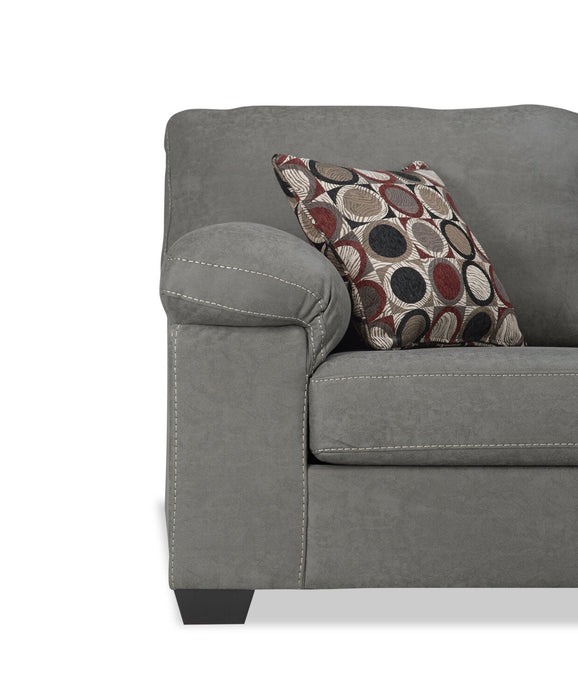 Made in Canada Morty 2-Piece Right-Facing Leather-Look Fabric Sectional with Accent Pillows - Grey 