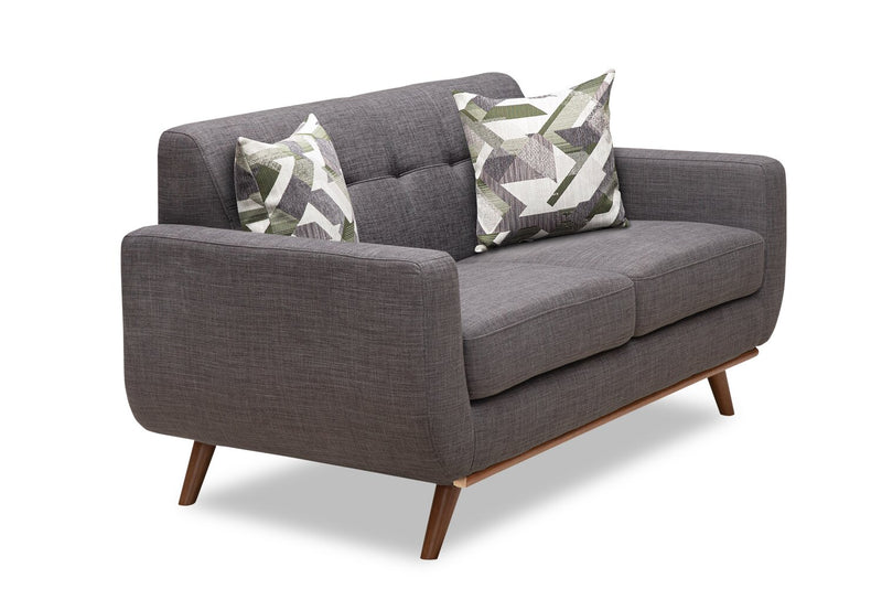 Freeman Linen-Look Fabric Loveseat - Charcoal 