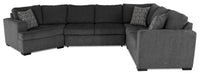 Made in Canada Legend 4-Piece Left-Facing Chenille Fabric Cuddler Sleeper Sectional - Pepper Grey 