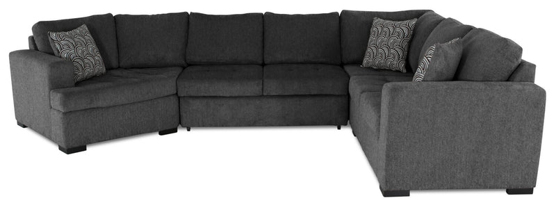 Legend 4-Piece Left-Facing Chenille Cuddler Sleeper Sectional - Pepper