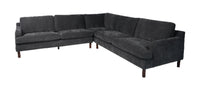 Jorja 3-Piece Chenille Fabric Sectional with Wood Legs and Accent Pillows - Granite Grey 