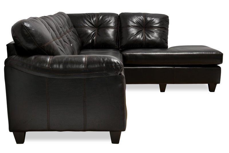 Made in Canada Addison 2-Piece Right-Facing Leather-Look Fabric Sectional with Removable Seat Cushions - Blackberry 