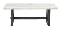 Warwick 52” Solid Wood and Marble Coffee Table – White and Brown Oak 