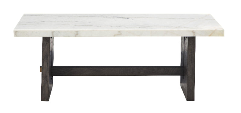 Warwick 52” Solid Wood and Marble Coffee Table – White and Brown Oak