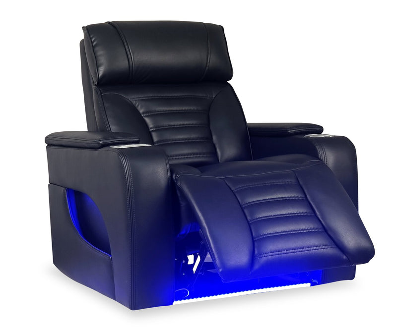 Zen 40\" Black Faux Leather Power Reclining Massage Chair with Power Headrest and Heated Seat 