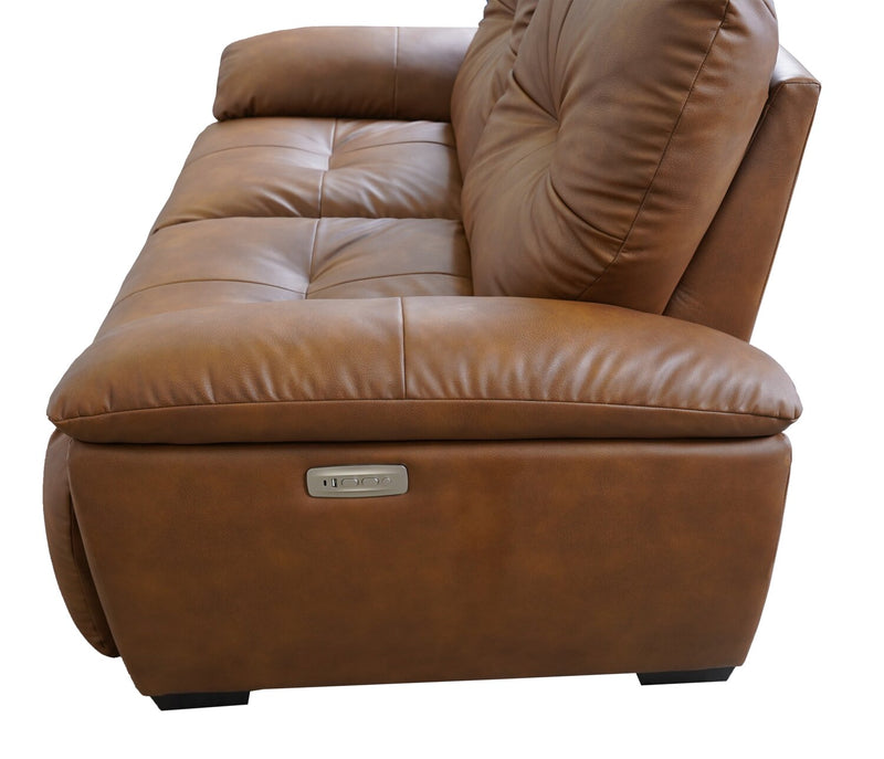 Bello 67\" Leather-Look Fabric Power Reclining Loveseat with Power Headrest- Brown
