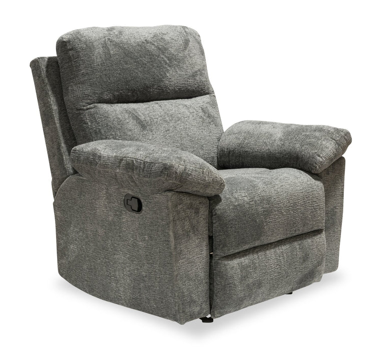 Canadian Made Oliver 40\" Addison Pewter Grey Chenille Fabric Glider Reclining Chair 
