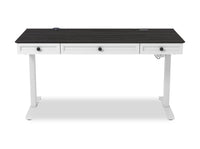 Elevate 60” Height-Adjustable Office Desk with Storage and Wireless Charging - White/Grey 