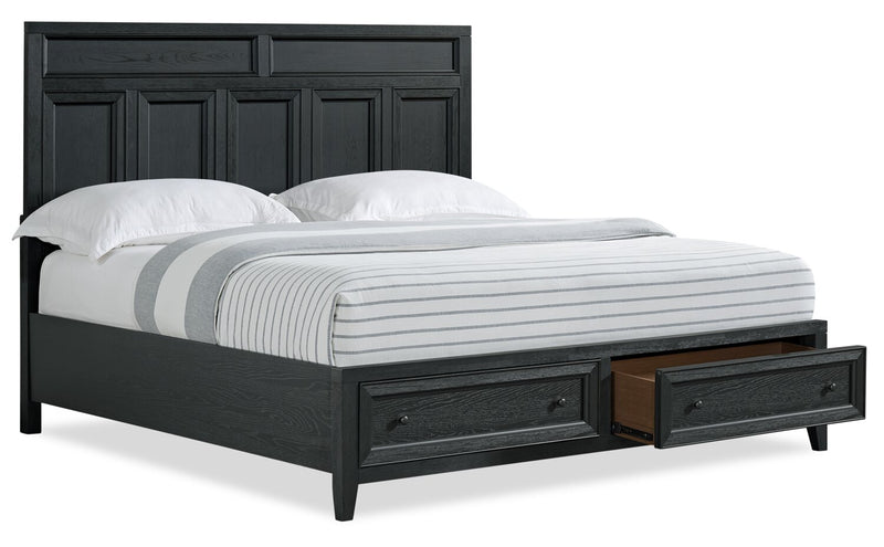 Casa King Storage Panel Bed - Black 