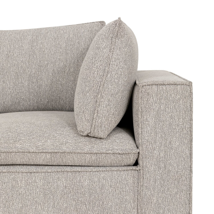 Fusion Modular 4-Piece Silver Grey Chenille Fabric Sectional with Feather Down Cushions and Ottoman