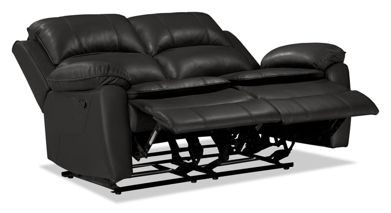 Chandler 60\" Leather-Look Fabric Reclining Loveseat - Grey 