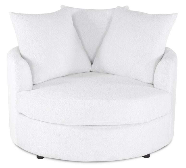 Made in Canada Grande 48\" Chenille Fabric Cuddler Accent Chair - Plush Heaven White 