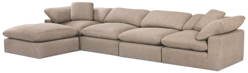 Eclipse 5-Piece Linen-Look Fabric Modular Sectional with Ottoman - Slate
