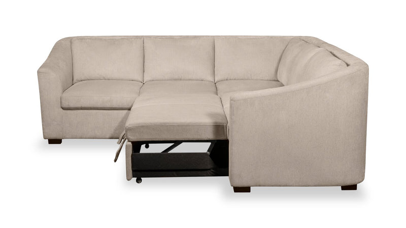 Envy 2-Piece Chenille Fabric Right-Facing Sleeper Sectional - Almond Beige