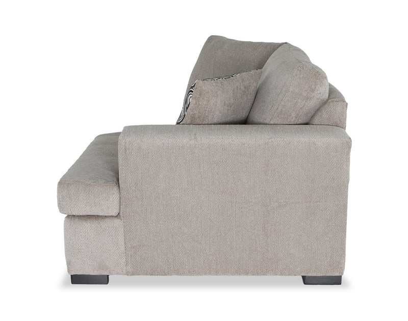 Made in Canada Legend 2-Piece Right-Facing Chenille Fabric Cuddler Sleeper Sectional - Platinum Beige