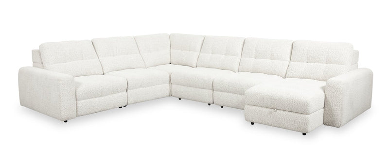 Scott Living Elevate Modular 6-Piece Right-Facing Beige Chenille Fabric Sectional with Power Reclining 