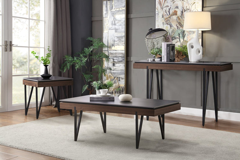 Juno 22.5\" Modern End Table with Sintered Stone Top - Black