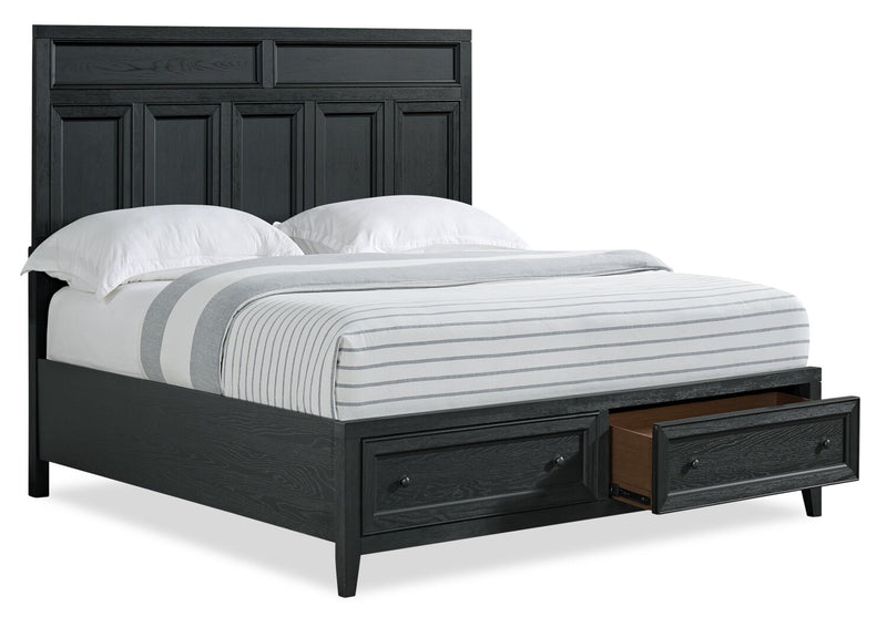 Casa Queen Storage Panel Bed - Black 