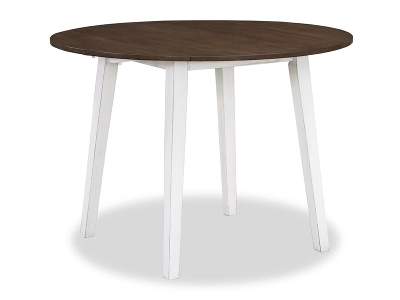 Bryn 3pc Dining Package with 42\" Drop-Leaf Table & 2 Chairs, Fabric -Two-Tone White & Brown
