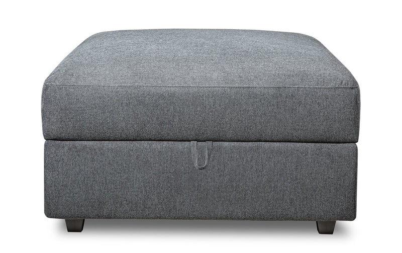 Scott Living Evolve Modular 39.5\" Linen-Look Fabric Storage Ottoman with Feather Down Cushion - Charcoal Grey 