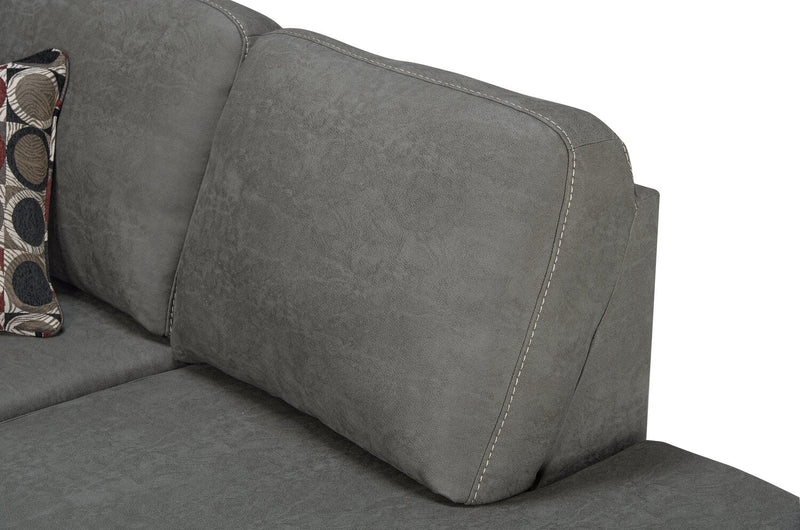 Made in Canada Morty 2-Piece Right-Facing Leather-Look Fabric Sectional with Accent Pillows - Grey 