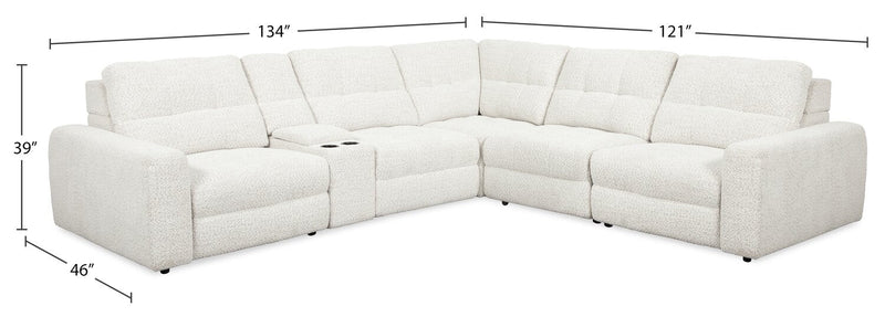 Scott Living Elevate Modular 6-Piece L-Shaped Chenille Fabric Power Reclining Sectional with Storage Console - Beige 