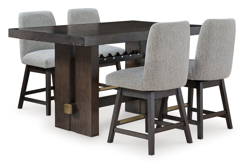Metro Counter Height Dining Table with Built-in Wine Rack, 66\"W - Brown