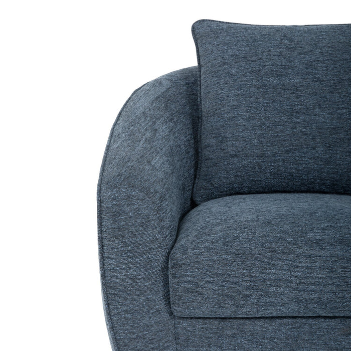 Rio 34.5\" Blue Chenille Fabric Swivel Accent Chair with Reversible Seat Cushion