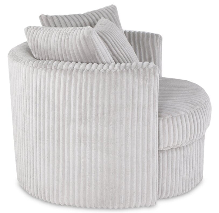 Made in Canada Midi 42\" Chenille Fabric Swivel Cuddler Accent Chair - Groove Mist Grey 