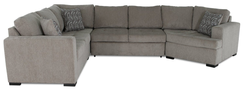 Legend 4-Piece Right-Facing Chenille Cuddler Sleeper Sectional - Platinum 