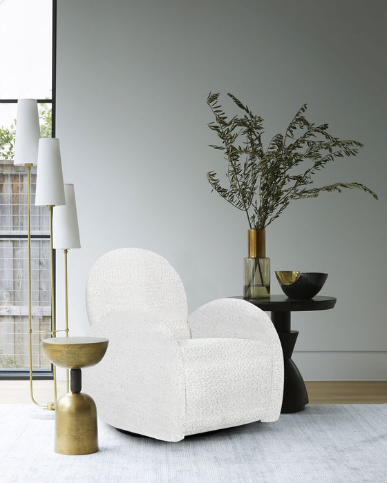 Shay 33\" River Rock Beige Chenille Fabric Swivel Glider Reclining Accent Chair