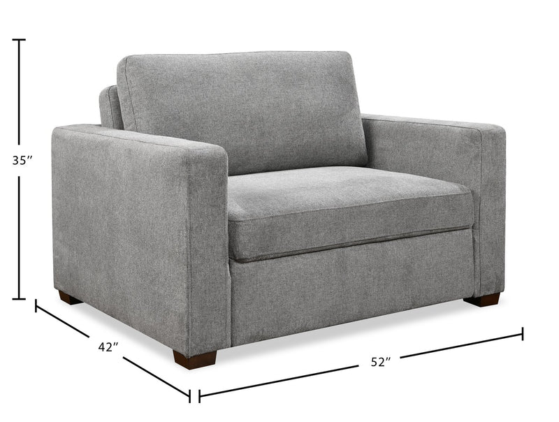 Dusk 52 \" Linen-Look Fabric Sleeper Chair with Track Arms - Grey